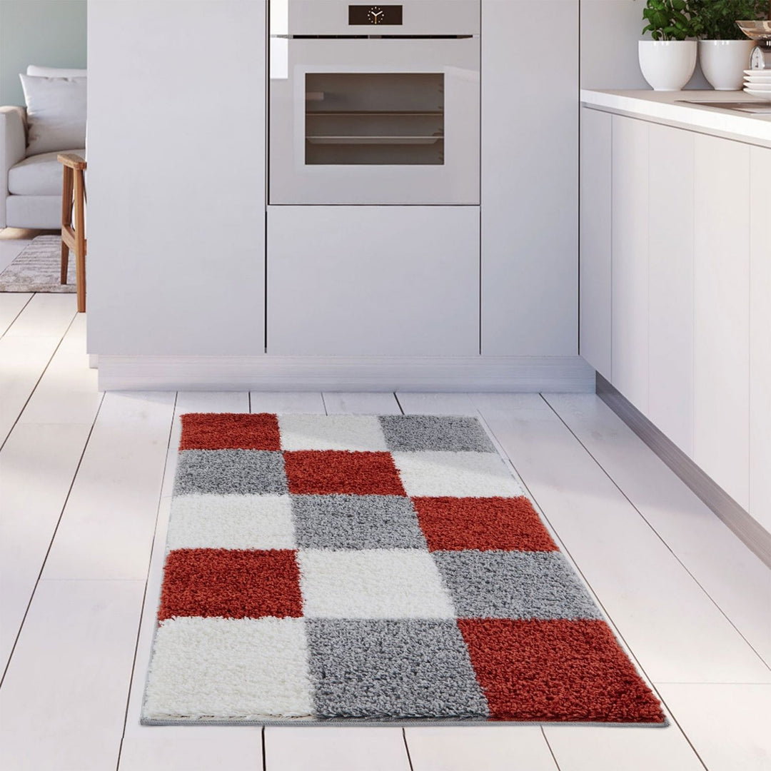 Geometric Design Thick Shaggy Area Rugs Terra