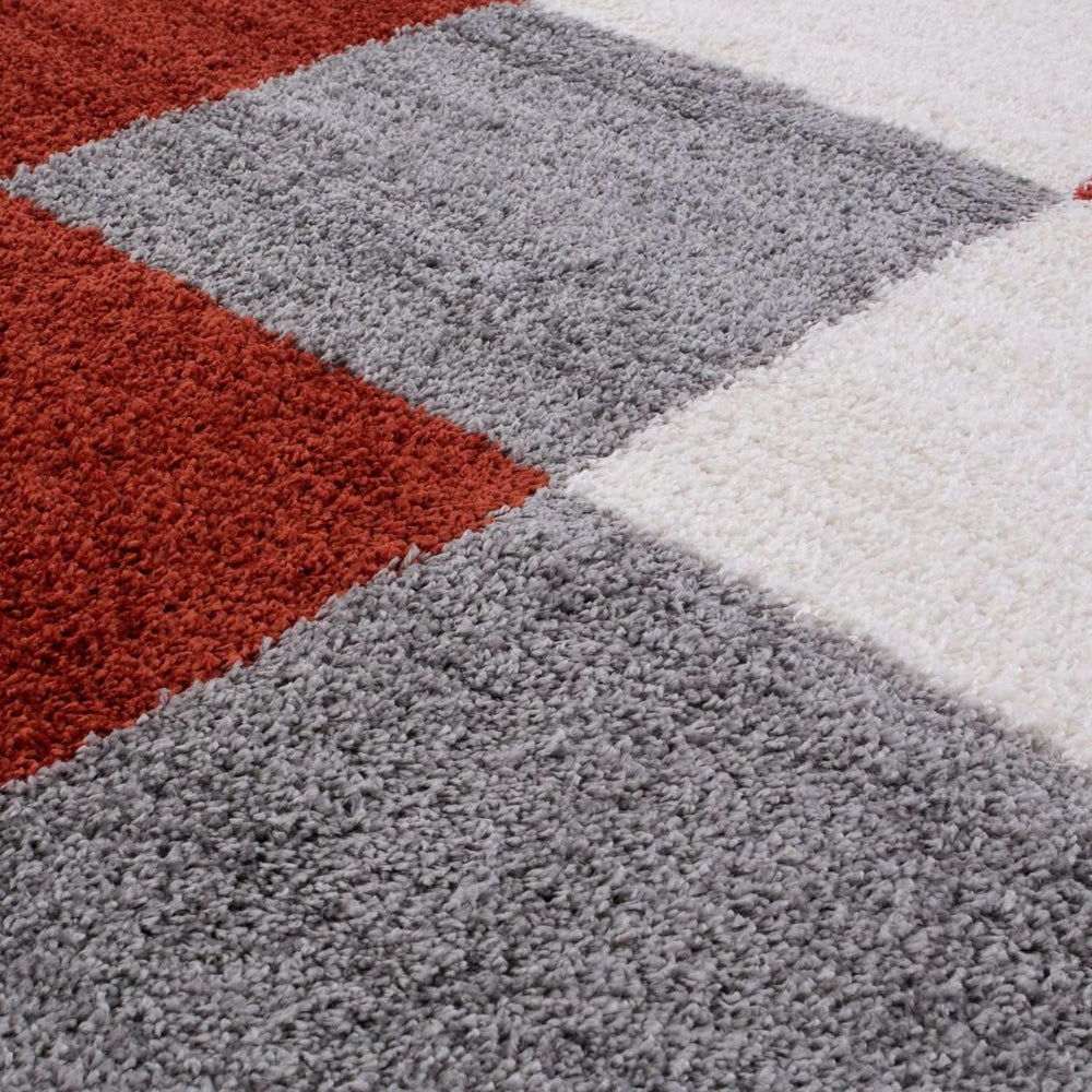 Geometric Design Thick Shaggy Area Rugs Terra