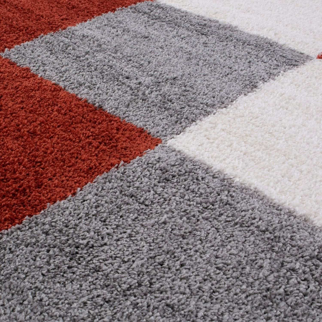 Geometric Design Thick Shaggy Area Rugs Terra