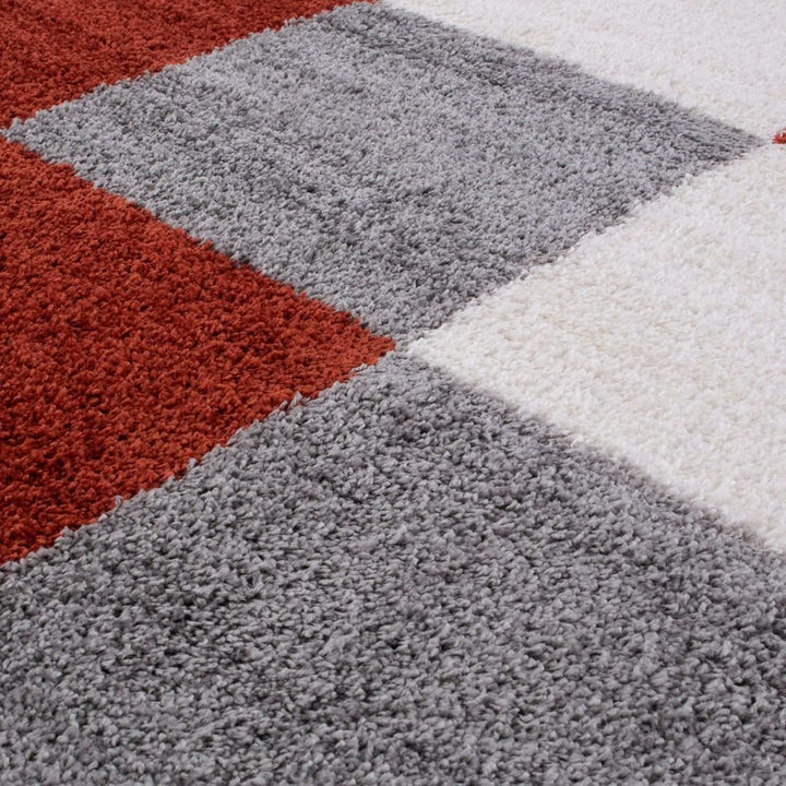 Geometric Design Thick Shaggy Area Rugs Terra