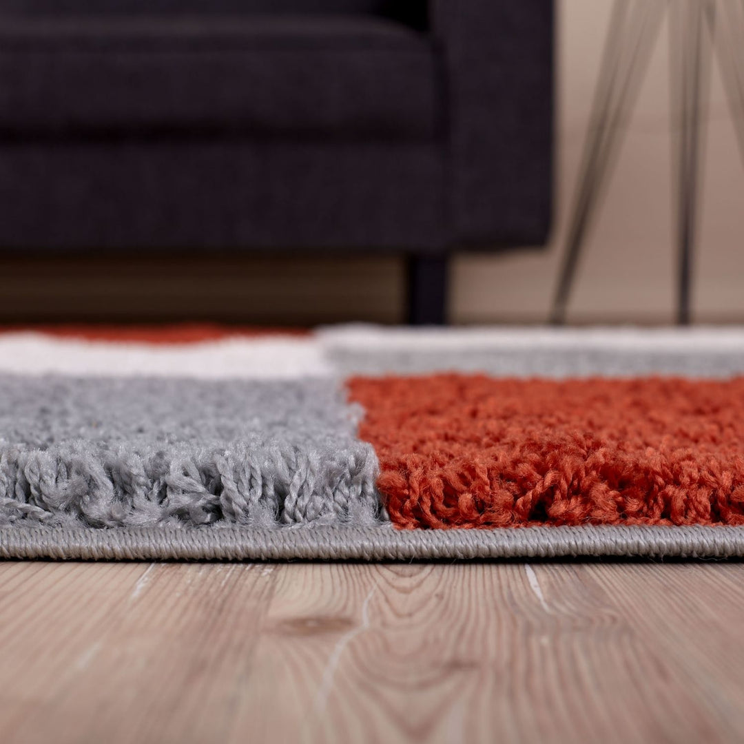 Geometric Design Thick Shaggy Area Rugs Terra
