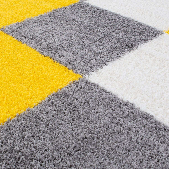 Myshaggy Geometric Yellow Rug, Soft Durable pile, eco-friendly, stain-resistant, thick shaggy rug.