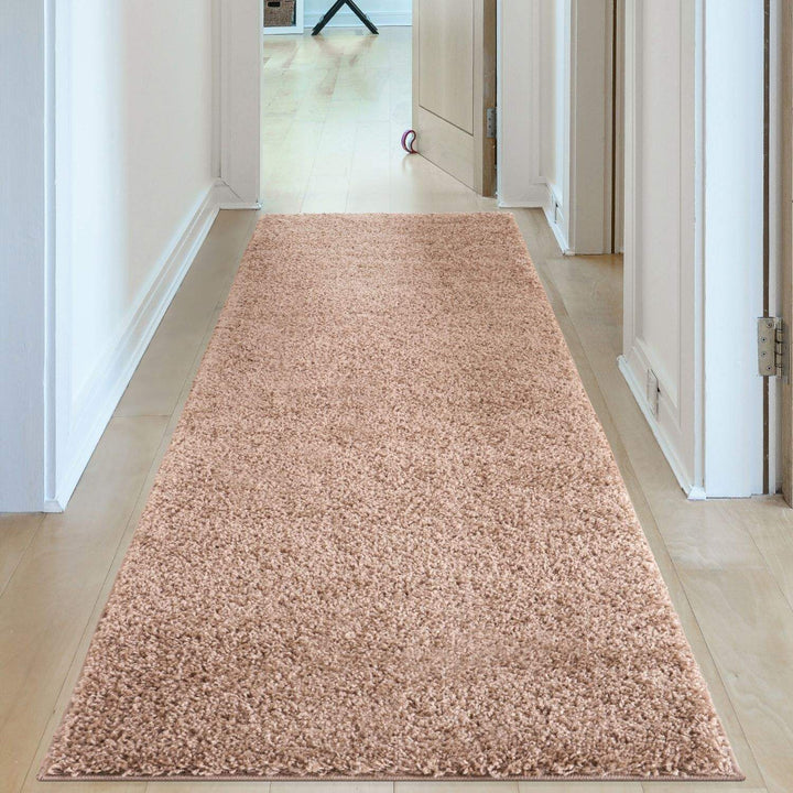 Beige colour Shaggy rug Plain design thick pile, non-shedding.