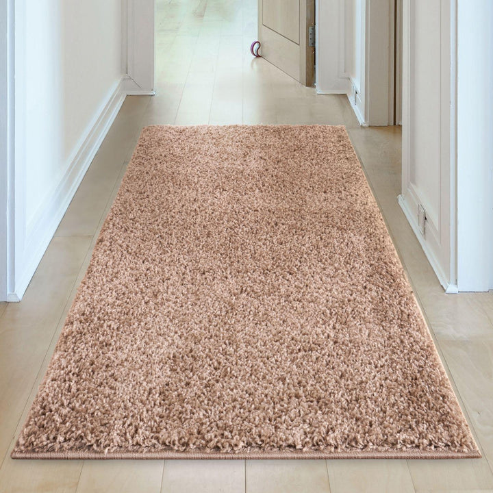 Beige colour Shaggy rug Plain design thick pile, non-shedding.