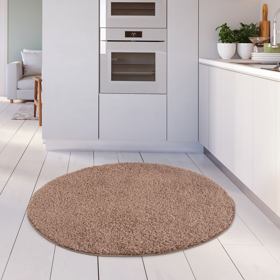 Beige colour Shaggy rug Plain design thick pile, non-shedding.