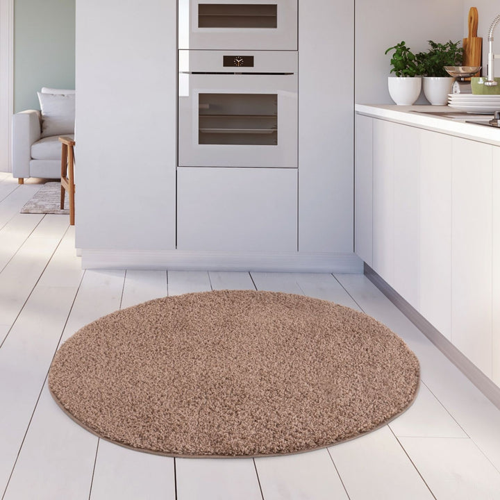 Beige colour Shaggy rug Plain design thick pile, non-shedding.