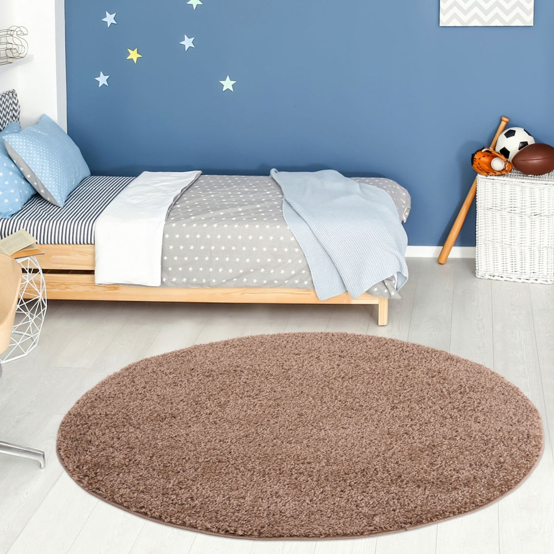 Beige colour Shaggy rug Plain design thick pile, non-shedding.