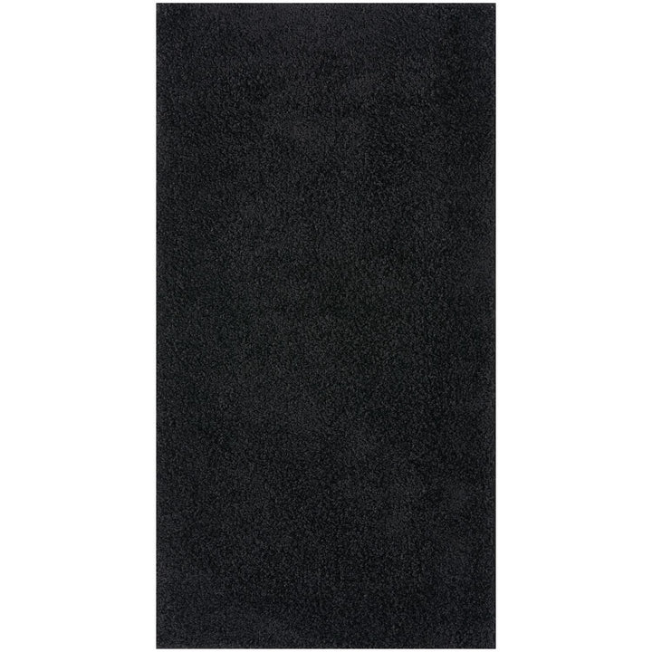 Black shaggy Rug Plain design thick pile, high quality, soft & durable.