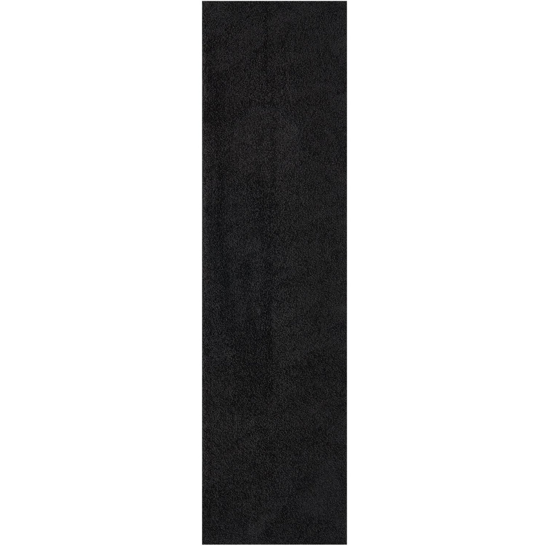 Black shaggy Rug Plain design thick pile, high quality, soft & durable.