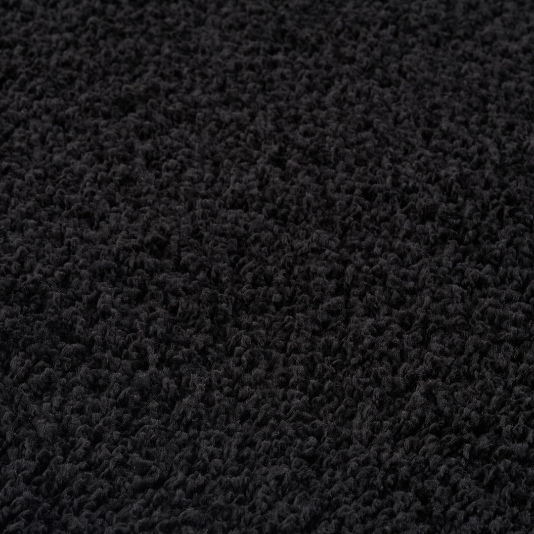 Black shaggy Rug Plain design thick pile, high quality, soft & durable.