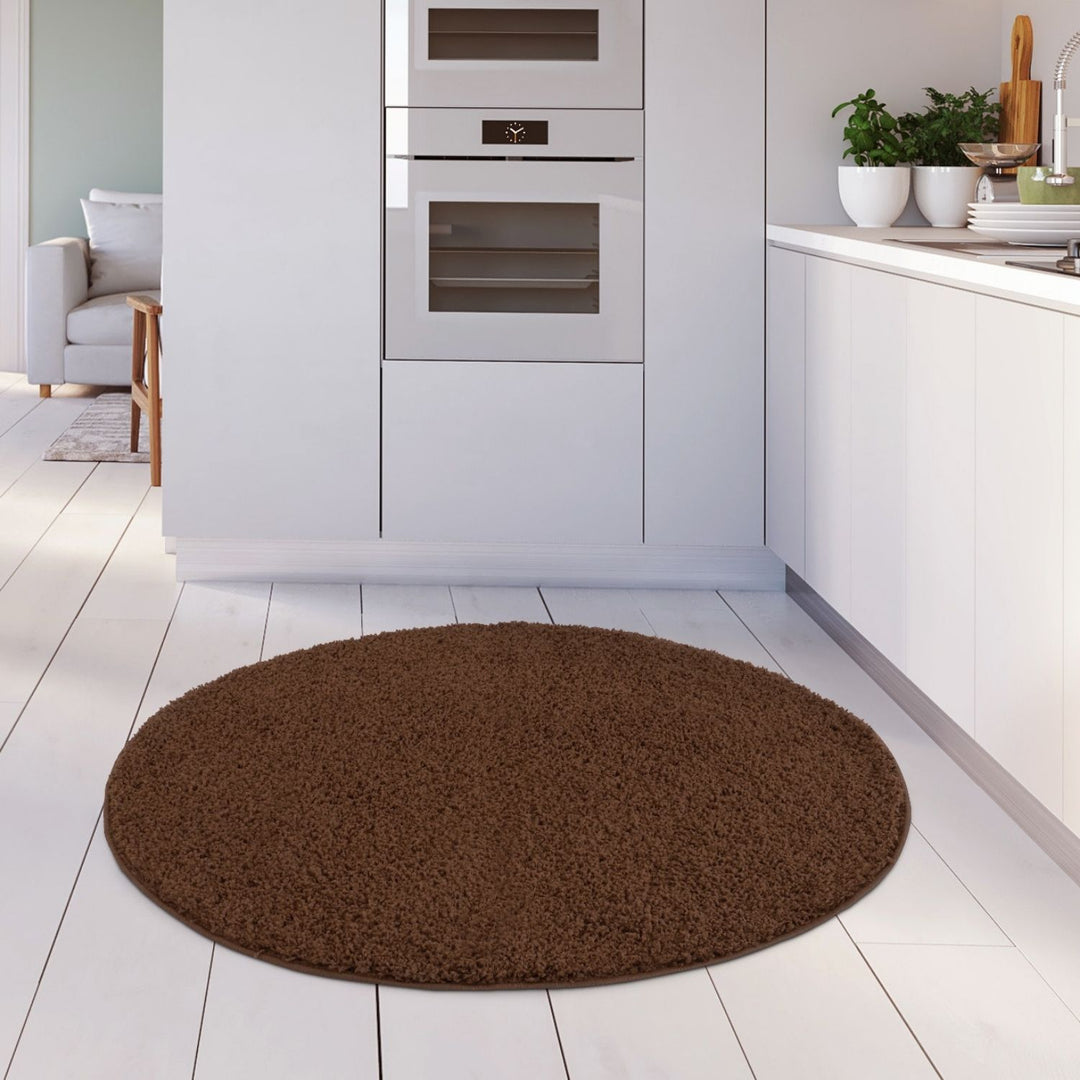 Shaggy Rug Plain Brown non-shedding, high-quality
