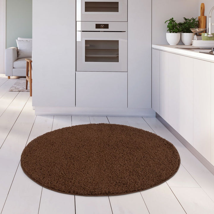 Shaggy Rug Plain Brown non-shedding, high-quality