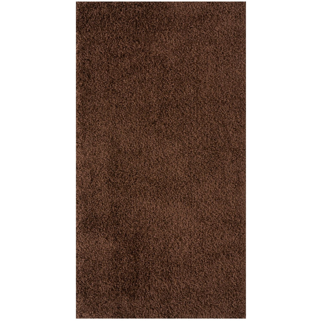 Shaggy Rug Plain Brown non-shedding, high-quality