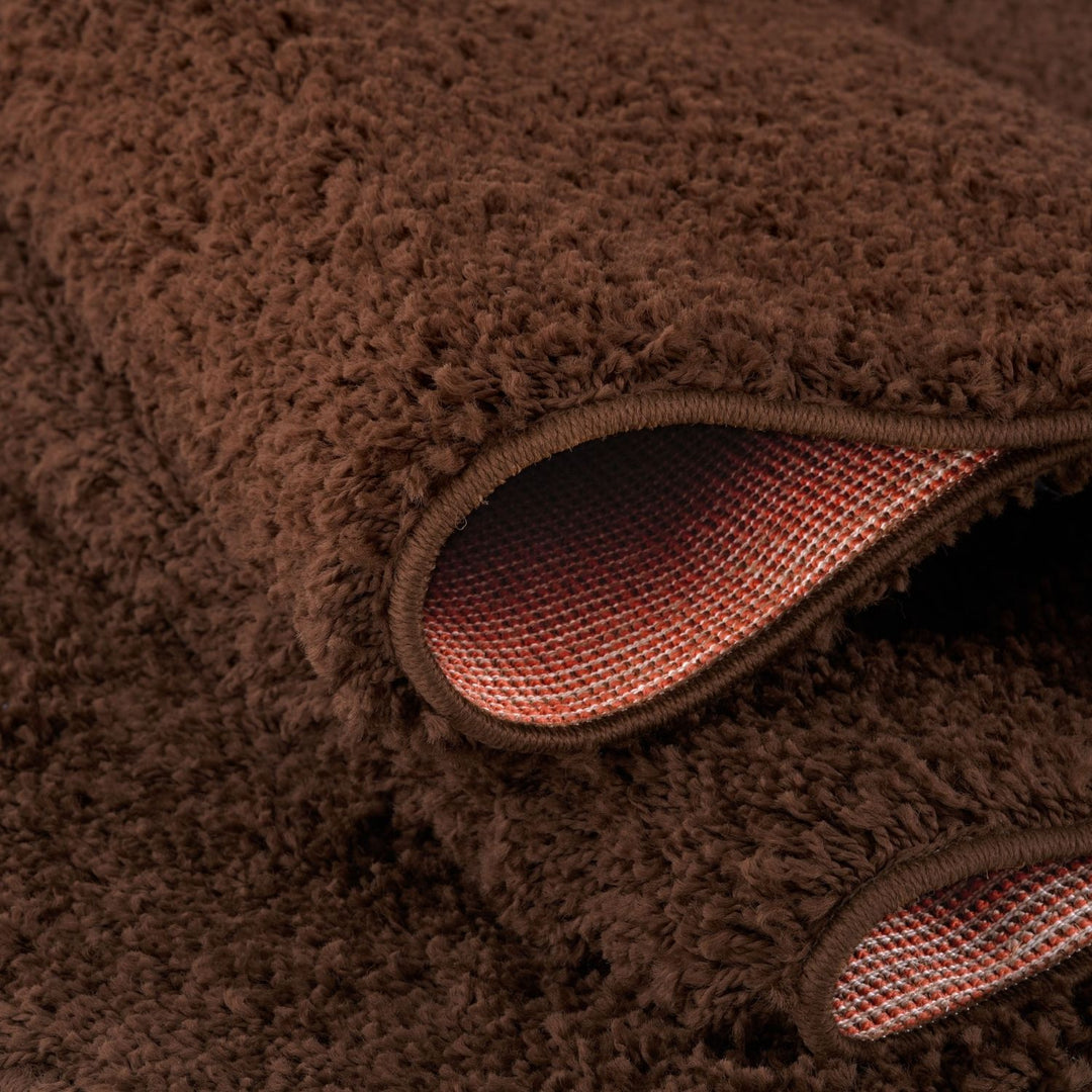 Shaggy Rug Plain Brown non-shedding, high-quality