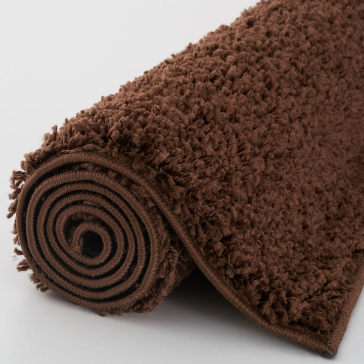 Shaggy Rug Plain Brown non-shedding, high-quality