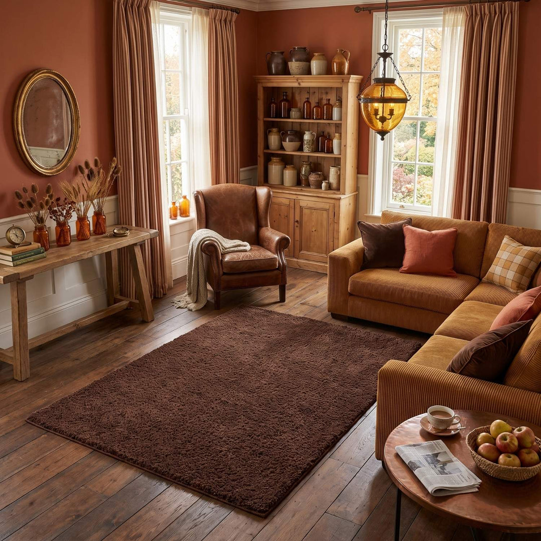 Myshaggy Solid Brown Rug, shaggy, durable material, polypropylene, easy care.