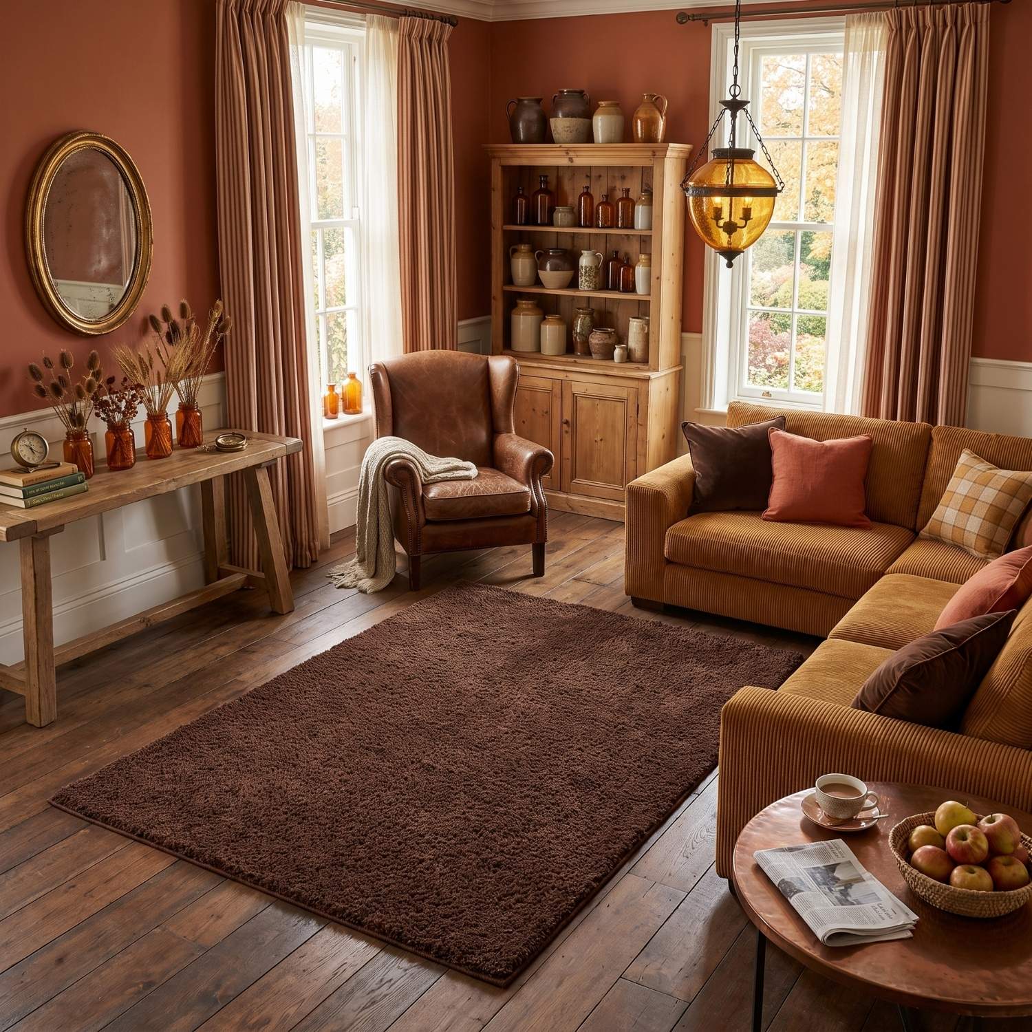 Myshaggy Solid Brown Rug, shaggy, durable material, polypropylene, easy care.