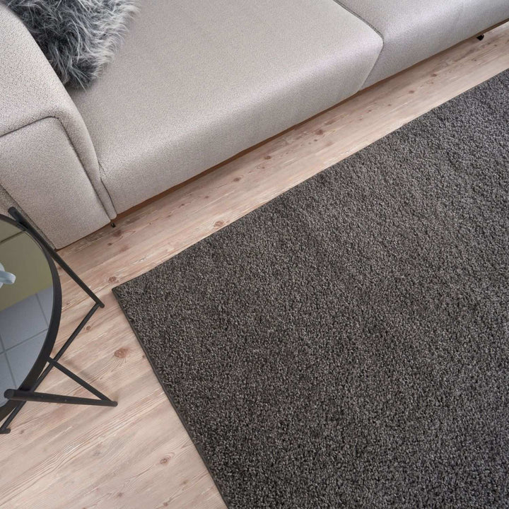 Dark Grey Shaggy Rug High quality Plain Design