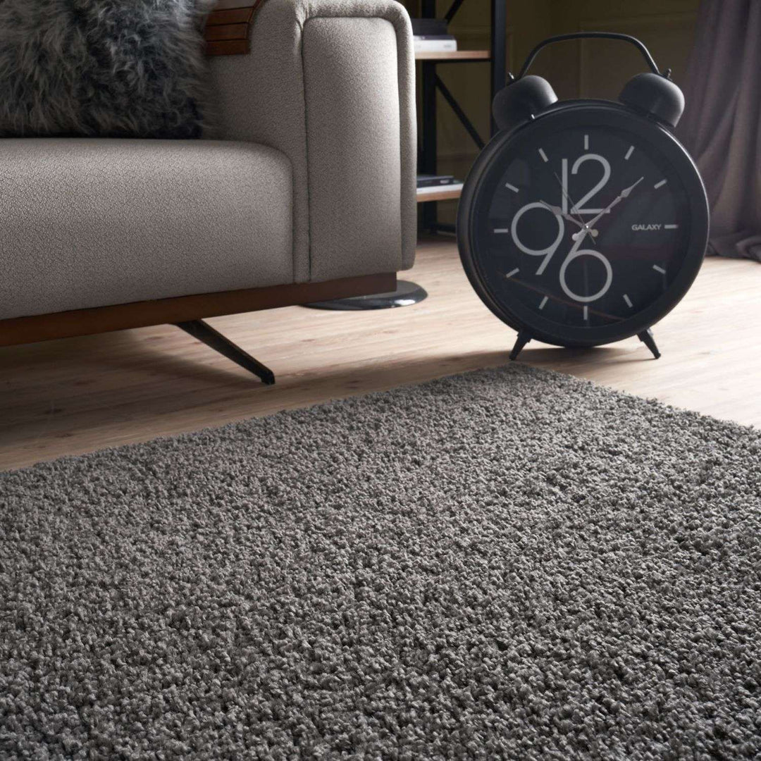 Dark Grey Shaggy Rug High quality Plain Design