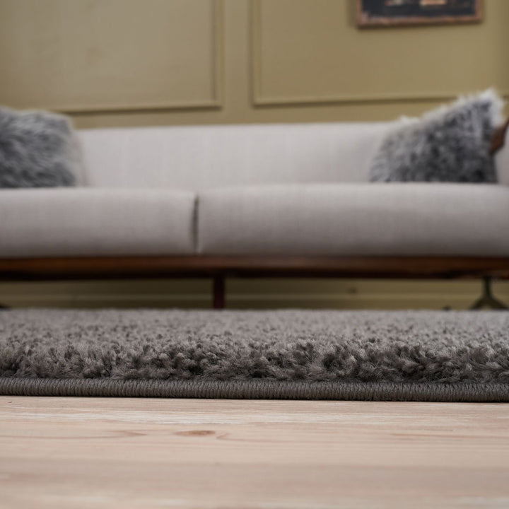 Dark Grey Shaggy Rug High quality Plain Design