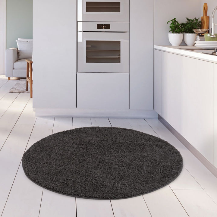 Dark Grey Shaggy Rug High quality Plain Design