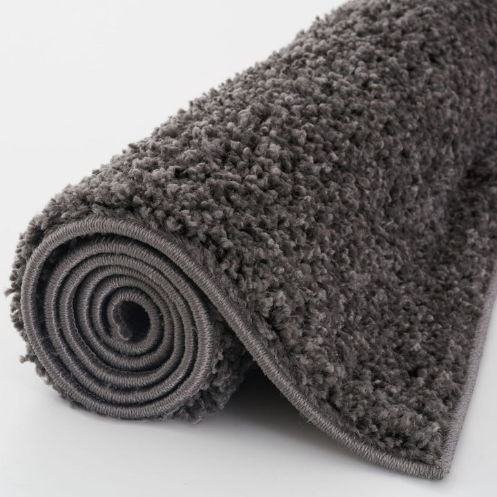 Dark Grey Shaggy Rug High quality Plain Design