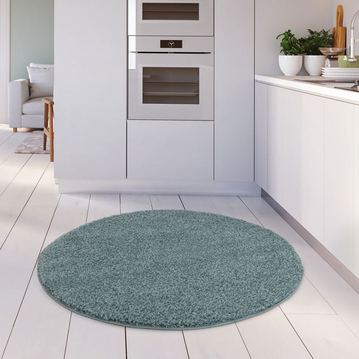 Shaggy duck egg blue rug high quality, thick pile 30 mm, easy to clean.