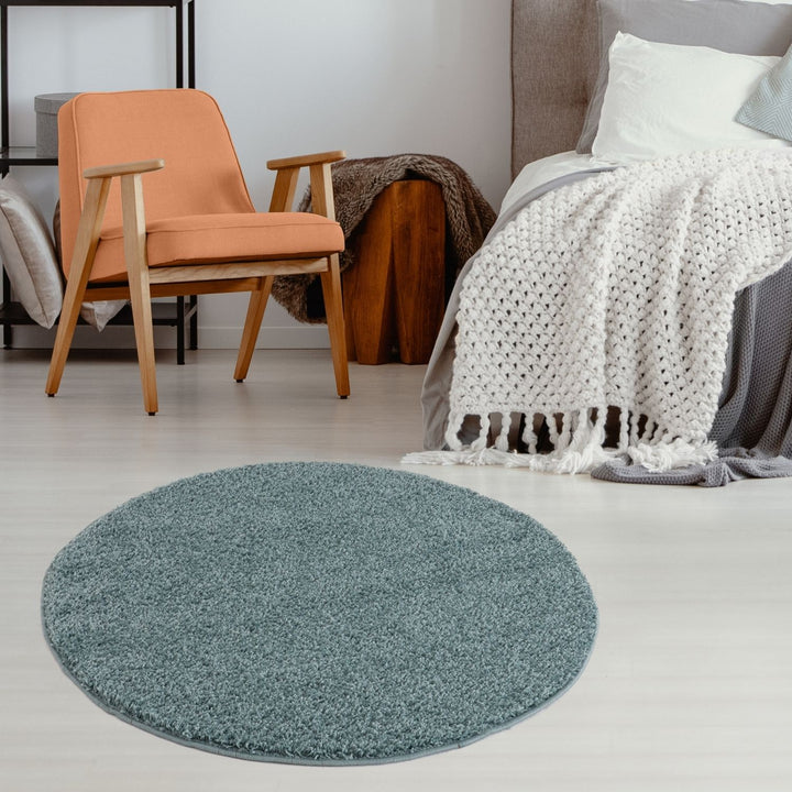 Shaggy duck egg blue rug high quality, thick pile 30 mm, easy to clean.