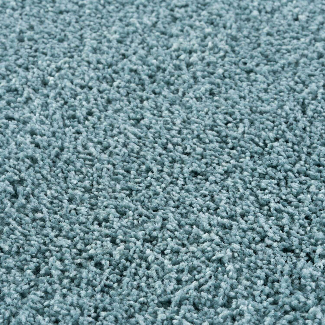 Shaggy duck egg blue rug high quality, thick pile 30 mm, easy to clean.