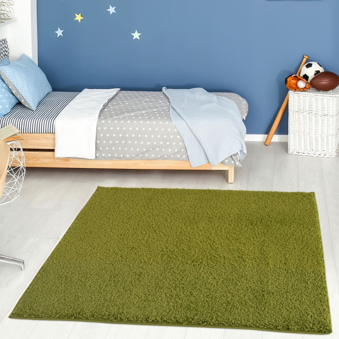 Shaggy Green Rug Soft and Durable, Non-Shedding, High Quality.