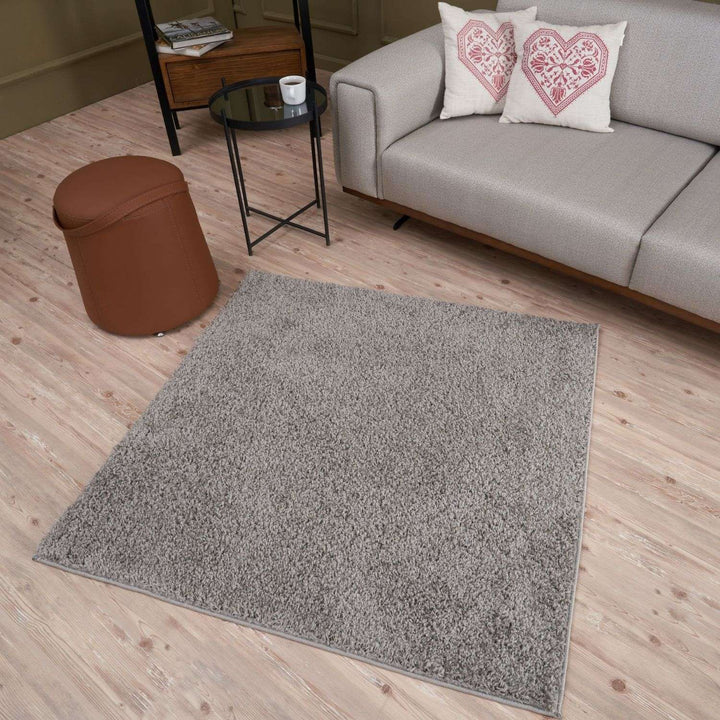 Grey shaggy rug Easy to clean, Colourfast, Resilient, Pet-friendly