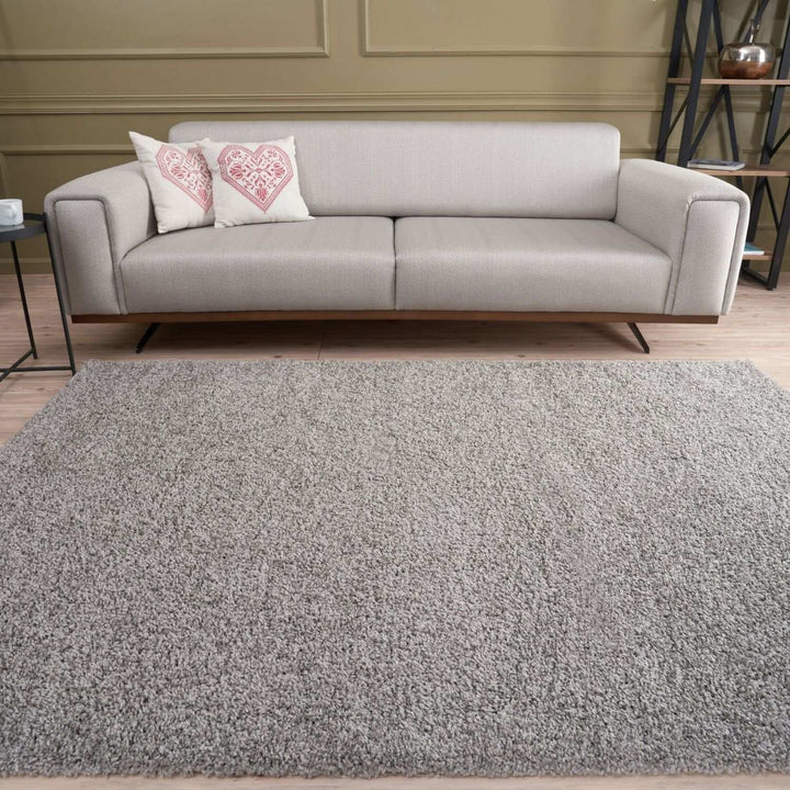 Grey shaggy rug Easy to clean, Colourfast, Resilient, Pet-friendly