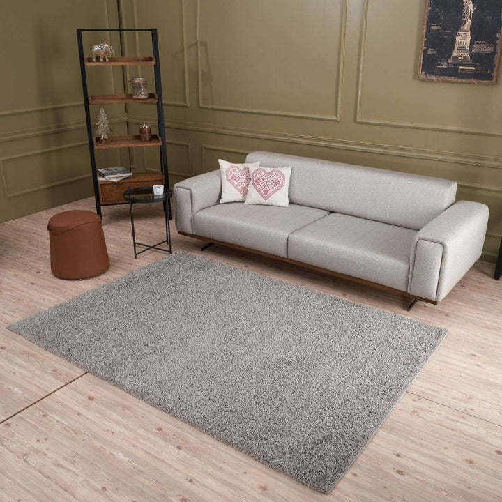 Grey shaggy rug Easy to clean, Colourfast, Resilient, Pet-friendly