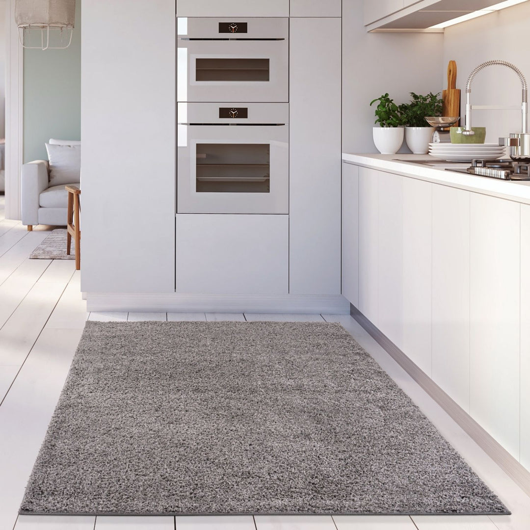 Grey shaggy rug Easy to clean, Colourfast, Resilient, Pet-friendly