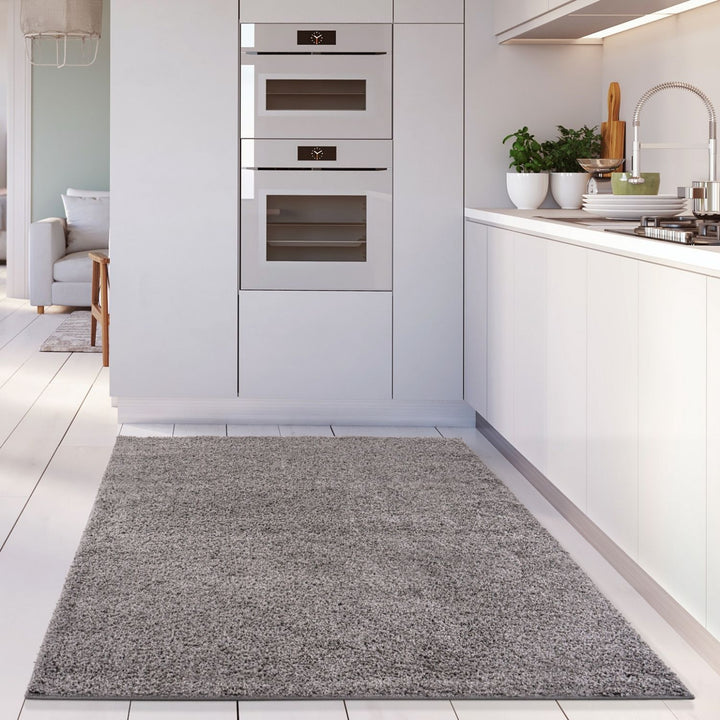 Grey shaggy rug Easy to clean, Colourfast, Resilient, Pet-friendly