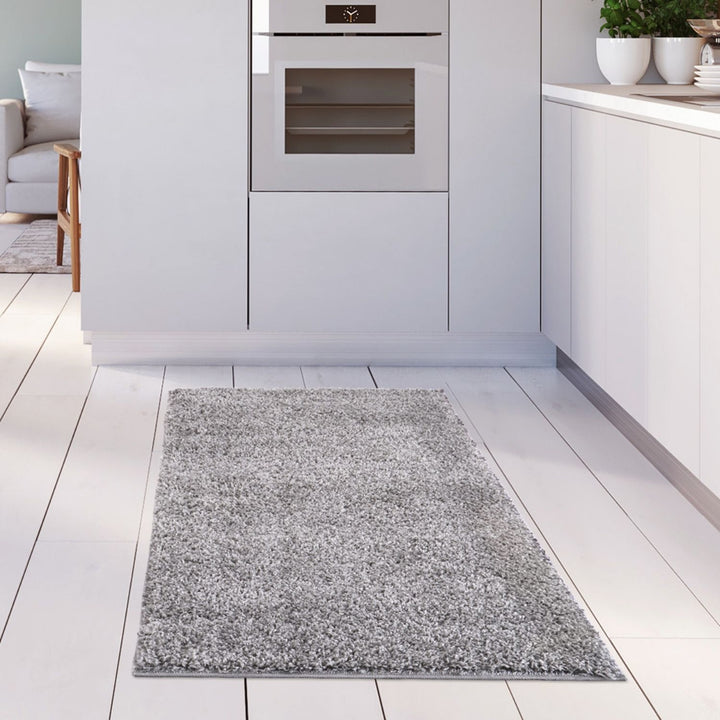 Grey shaggy rug Easy to clean, Colourfast, Resilient, Pet-friendly