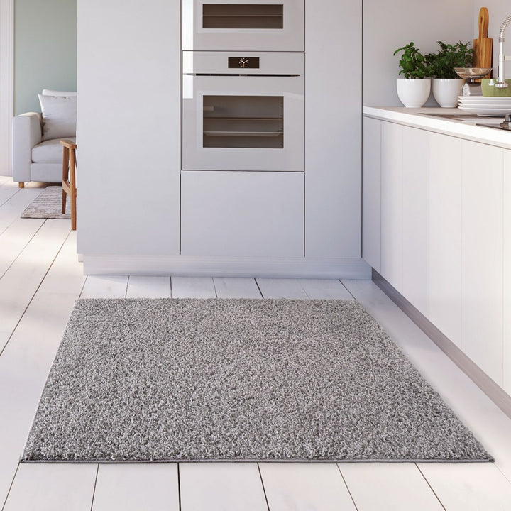 Grey shaggy rug Easy to clean, Colourfast, Resilient, Pet-friendly