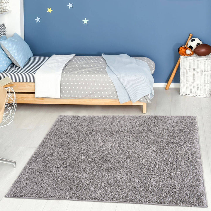 Grey shaggy rug Easy to clean, Colourfast, Resilient, Pet-friendly