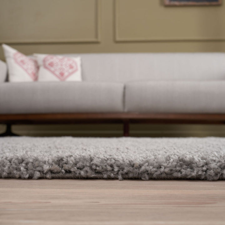 Grey shaggy rug Easy to clean, Colourfast, Resilient, Pet-friendly