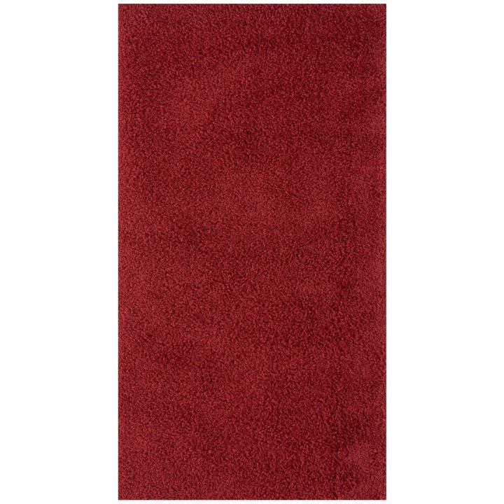 Shaggy Rug Plain Red non-shedding easy to clean