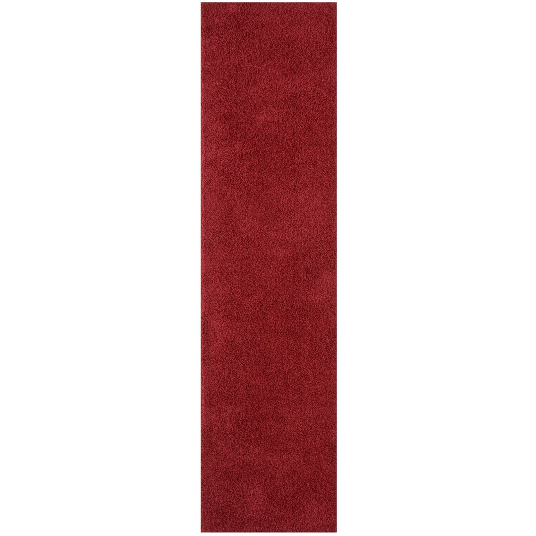 Shaggy Rug Plain Red non-shedding easy to clean