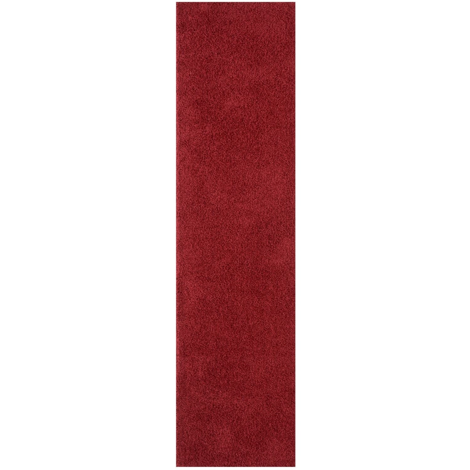 Shaggy Rug Plain Red non-shedding easy to clean