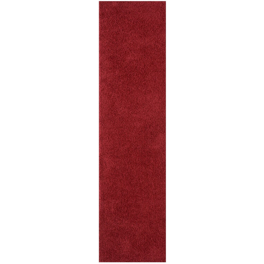Shaggy Rug Plain Red non-shedding easy to clean