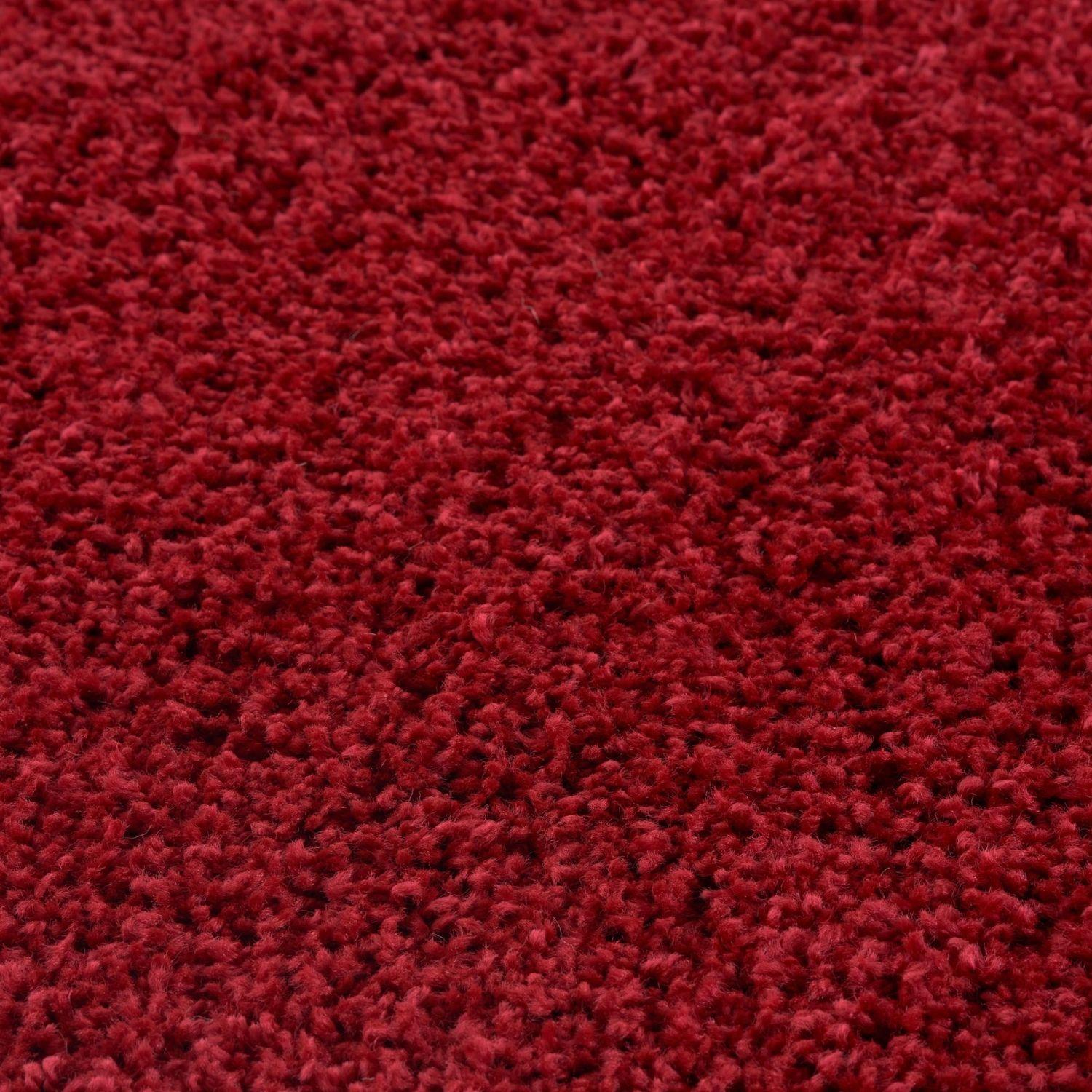 Shaggy Rug Plain Red non-shedding easy to clean
