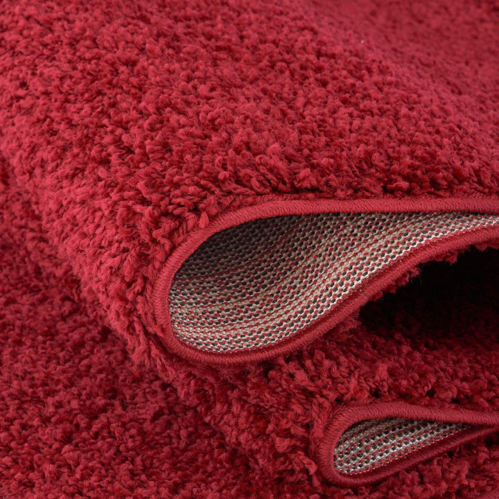 Shaggy Rug Plain Red non-shedding easy to clean