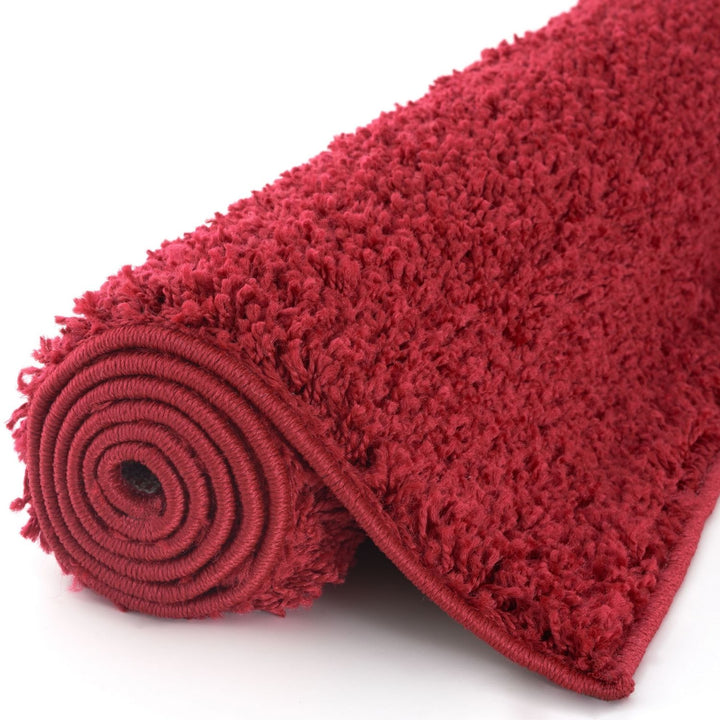 Shaggy Rug Plain Red non-shedding easy to clean