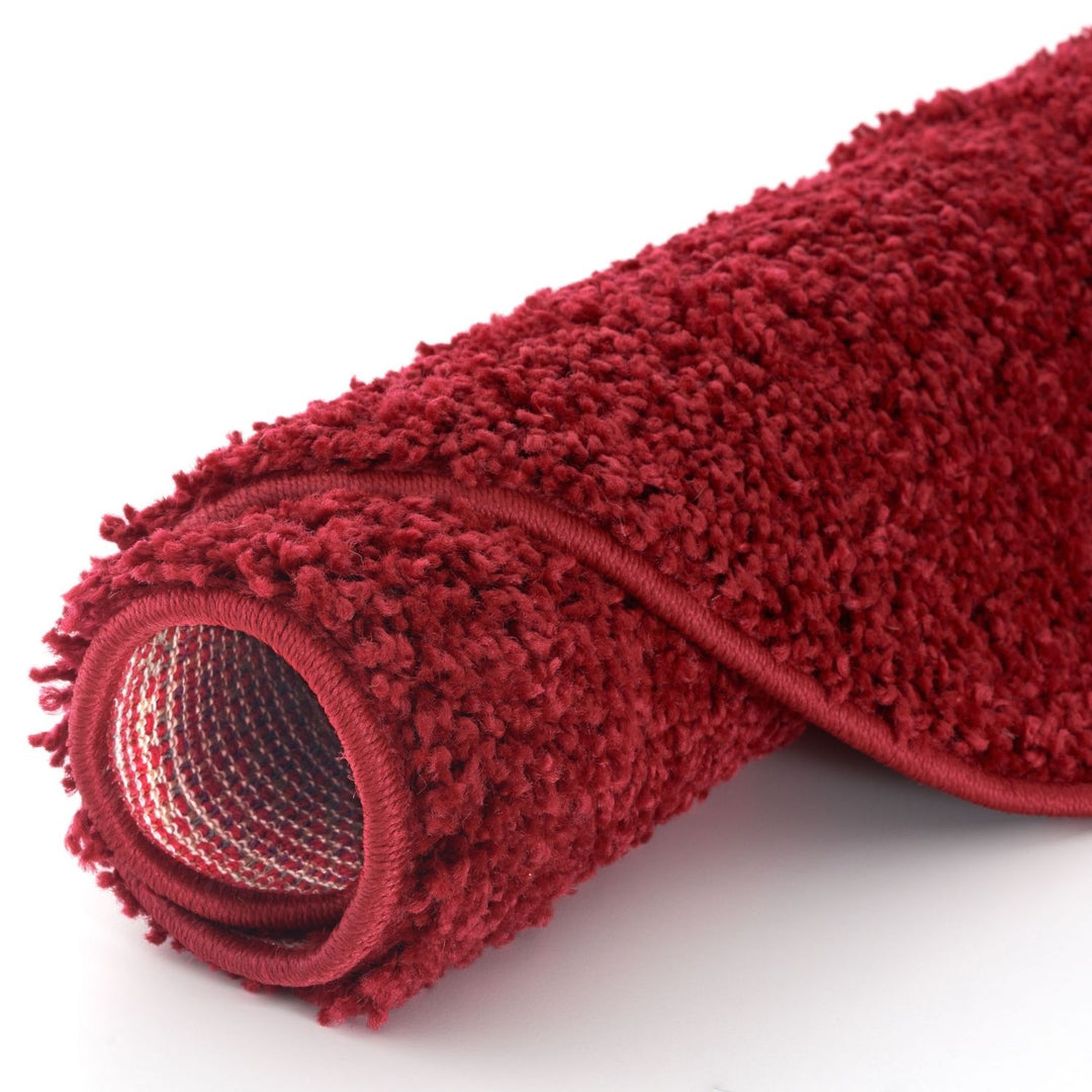 Shaggy Rug Plain Red non-shedding easy to clean