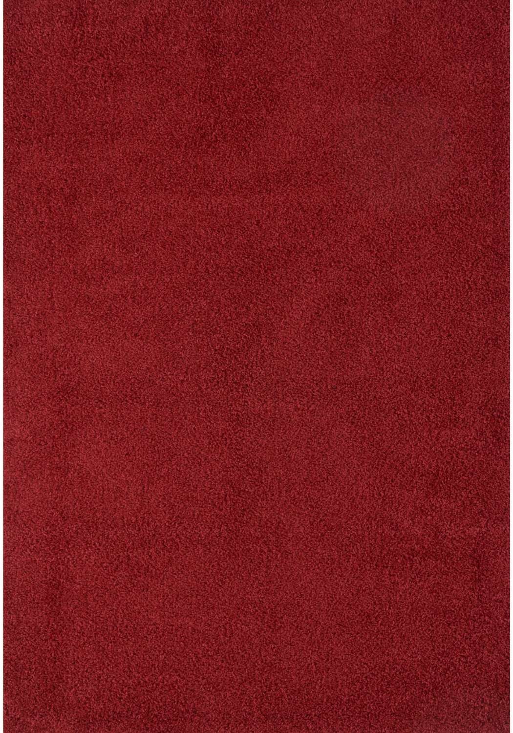 Shaggy Rug Plain Red non-shedding easy to clean