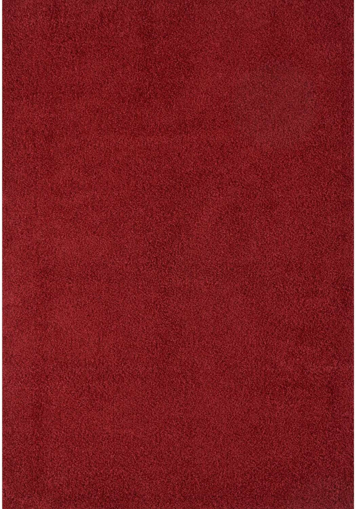 Shaggy Rug Plain Red non-shedding easy to clean