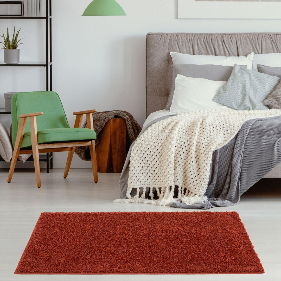 Shaggy Rug Plain Orange ultra soft 30 mm pile, non-shedding